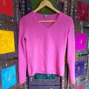 Vintage Ann Taylor Vibrant Pink V-Neck Sweater